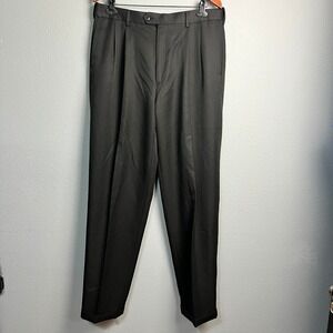 Roundtree & Yorke‎ Black Dress Pants Pleated Front Easy Office Wear Care 36x34